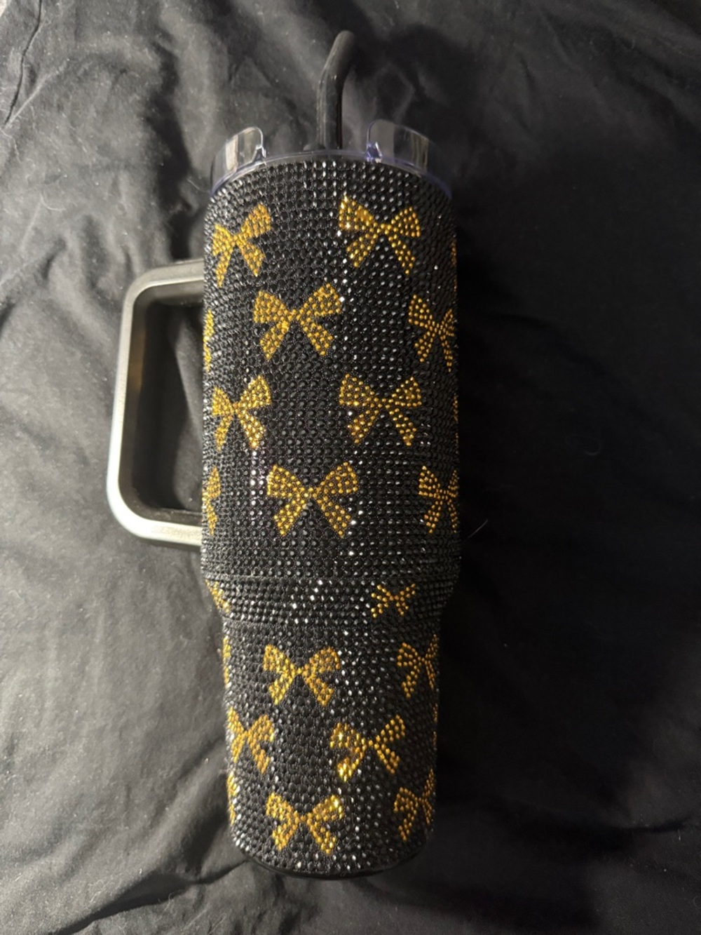 Simply Southern 40oz Tumbler Black Crystals with Gold Bow Accents